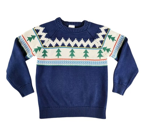 Hanna Anderrson Fair Isle Christmas Tree 100% Cotton Sweater Crew Neck Boys 6/7