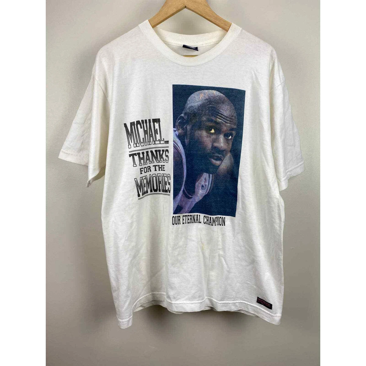 Micheal Jordan Thanks for the Memories Vintage Bulls Rap Tee Career Stats - XL