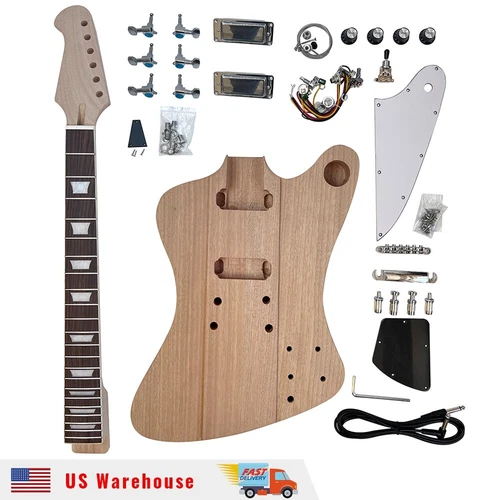 Unfinished DIY Electric Guitar Kit Mahogany Body 1963 Rosewood Frets FB ABR-1