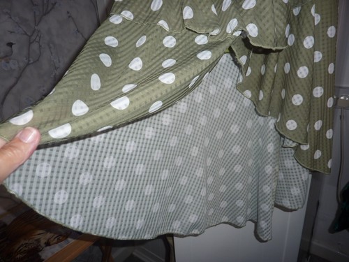 **REDUCED!** BOOHOO Gingham Spot Asymmetric Frill Skirt Sage Green 12 *NEW/Tags* - Picture 4 of 7