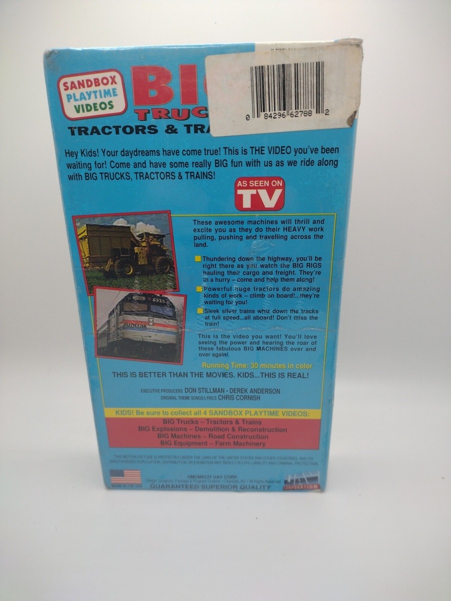 BIG TRUCKS TRACTORS & TRAINS Sandbox Playtime Videos VHS