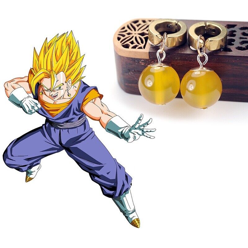 Vegetto Potara Time Ring Cosplay Adereços, Brinco Preto, Son Goku