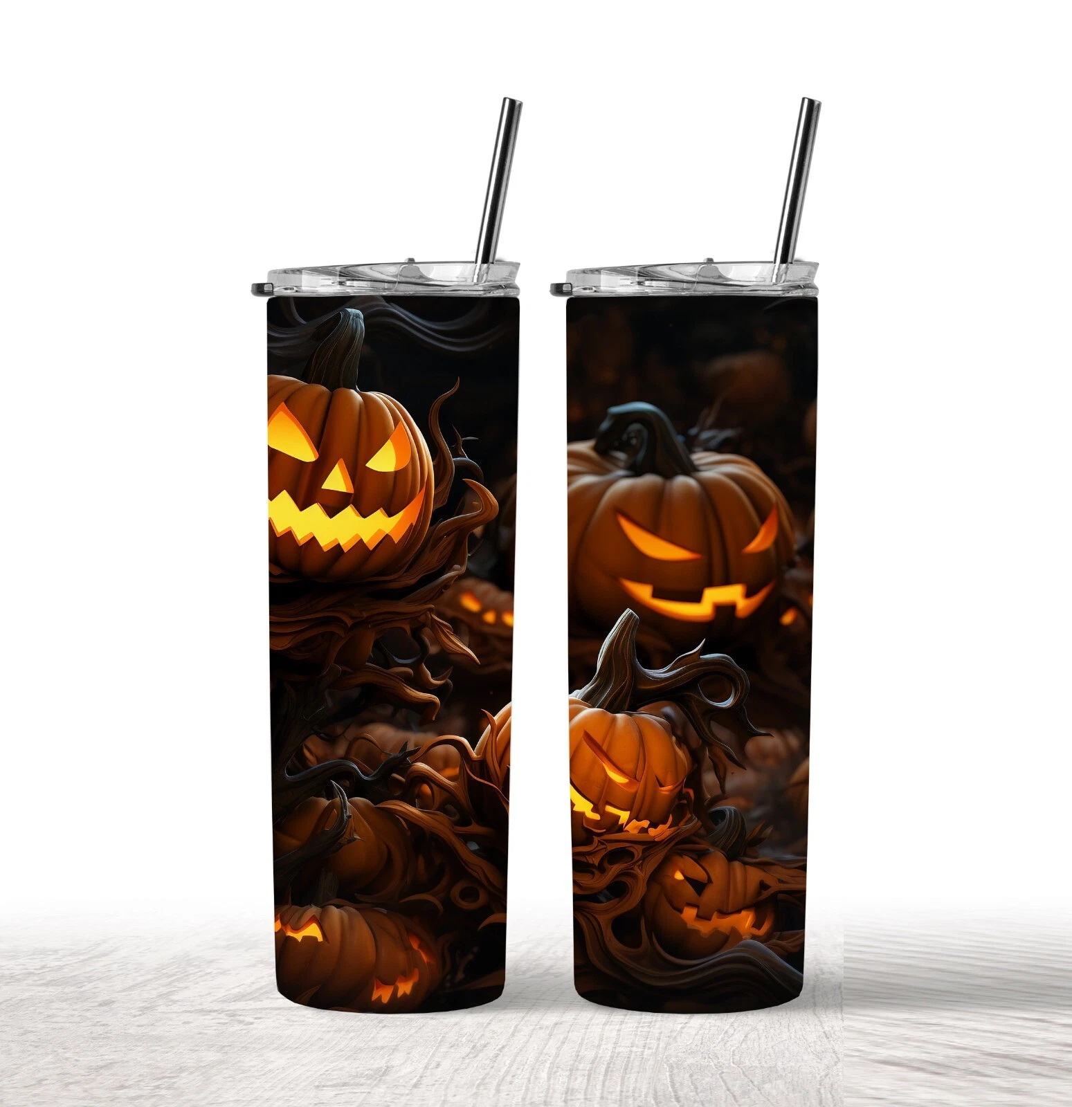 3D Halloween pumpkins for 20 oz conical tumbler sublimation