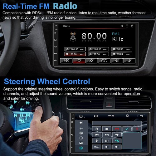 7" Android 13 4+64GB Car Stereo Radio Carplay GPS Navi WIFI Double 2 Din +Camera - Picture 5 of 11