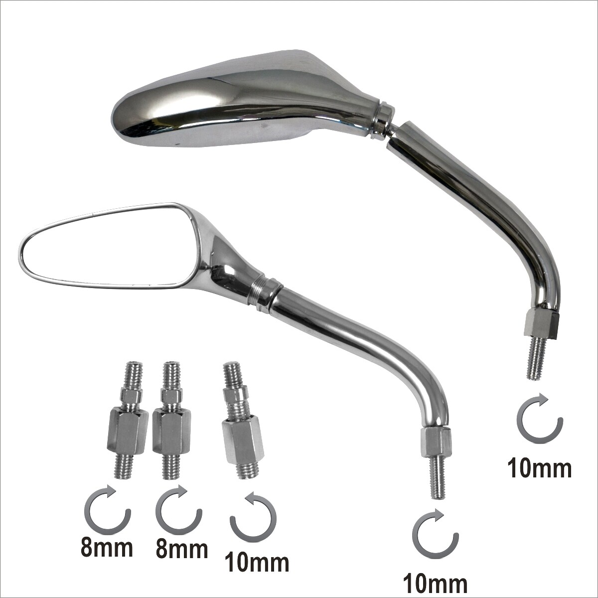 Motorbike Mirrors Rearview Custom Style Motorcycle  Handlebar Chrome