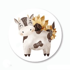 Prim Country Sunflowers Cow Scrapbook Stickers Envelope Seals Labels Cow Favors