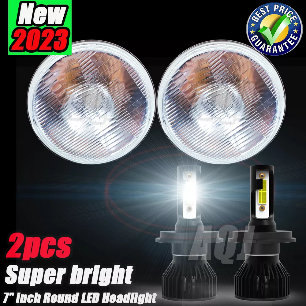 7 Inch LED GLASS Headlight Round ORIGINAL CLASSIC LOOK conversion