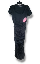 Shoedazzle Women's Scoop Neck Tummy Tamer Bodycon Ruched Dress Caviar Size M