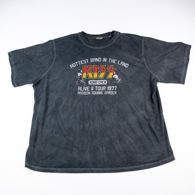 KISS Road Crew Alive II Tour 1977 Graphic T Shirt Gray Tie Dye Men s 3XL