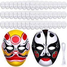 50 Pcs Paper Mache Mask DIY Full Face White Paintable Craft Masks Bulk for Ma...