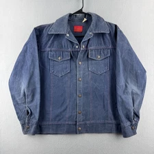 Vintage 70s Sears Kings Road Jacket Mens Large Blue Moleskin Cotton Trucker