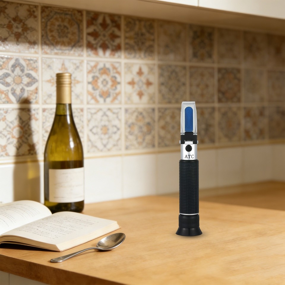Suikergehalte refractometer, ToWinle refractometer 0-32 Brix wijn refractometer voor het meten van het suikergehalte met ATC handrefractometer voor winter wijn, bier, fruit, enz