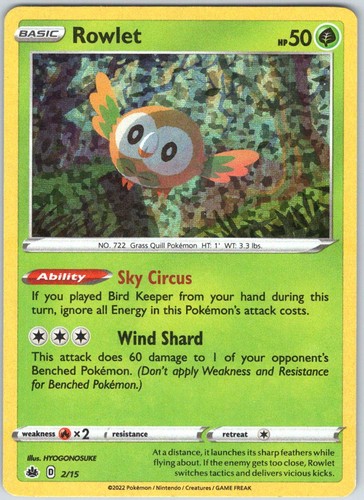Rowlet 002/015 Holo Promo McDonald's Promos 2022