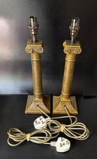 TABLE LAMPS Marks & Spencer COLUMN PILLAR Ceramic Gold 2 Bedside Desk Lights M&S