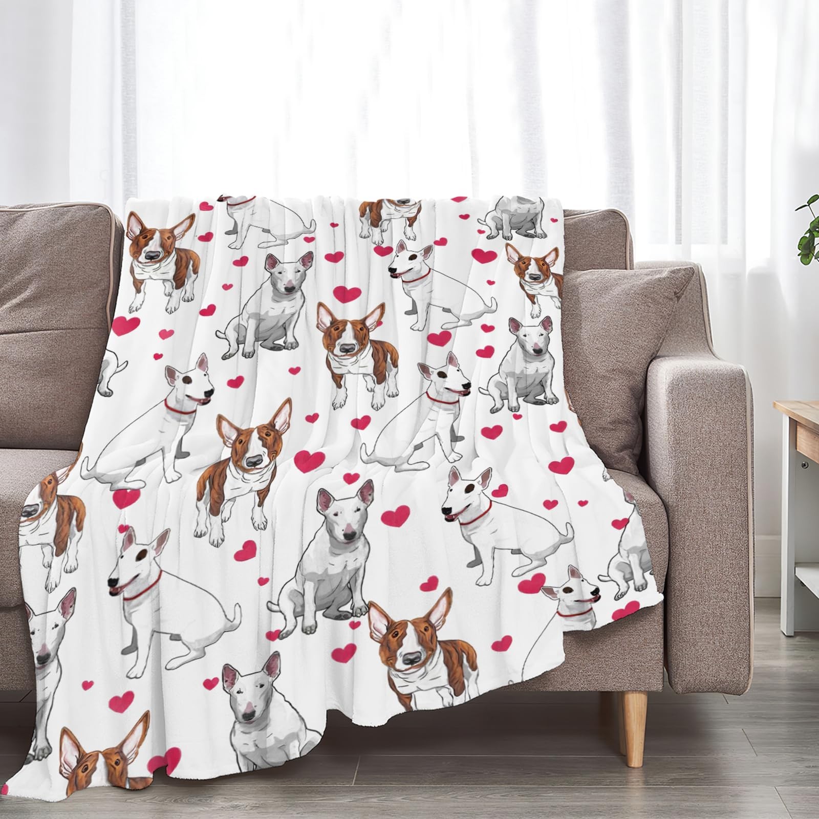 Bull Terrier Throw Blanket Dog Gifts for Girls Boys Women Men Kids Adults Sof...