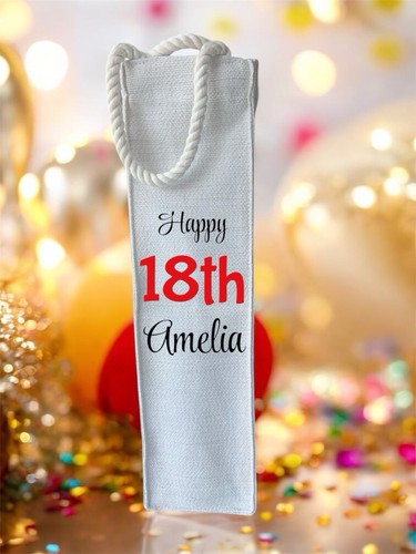 Personalised Bottle Bag | Wine Gift Bag | Happy Birthday 18th 21st 50th ANY AGE - Picture 1 of 5