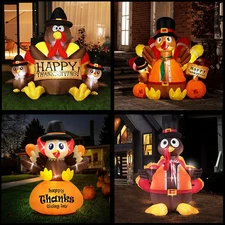 Thanksgiving Inflatable Turkey Blow-up LED Lighted Outdoor Lawn Yard Decoration