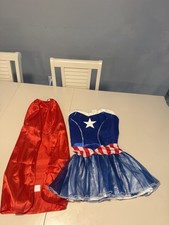 Mujeres Vestido Capitán América S (4/6) Disfraz de Halloween Conjunto (Azul Real)