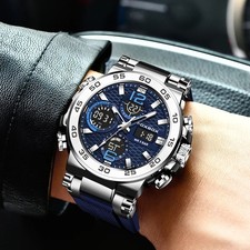 Luxury Mens Watch Quartz Diver Sport Digital Analog 5ATM Waterproof Wrist