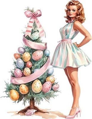 Ostern Vintage Pin Up Wandbild Schlafzimmer Kinderzimmer Dekor Vinyl Aufkleber Abziehbild 6 Größen