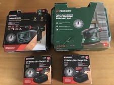 Parkside 12v Cordless Drill & Sander Plus Batteries And Chargers (new)