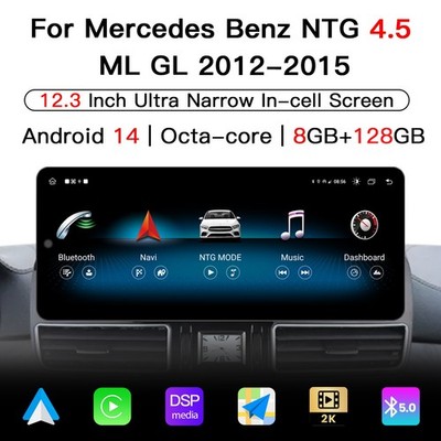 Ultra Narrow 12.3 Inch 128G Upgrade for Mercedes  ML GL W166  2012-2015 Carplay