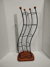 Vintage 90s Atlantic Media 30 CD Storage Tower Curved Metal With Wood Base