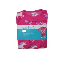 Carter's Girls Pink Unicorn Fleece Zipper Footie Pajama, Size 6M