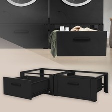 Socle machine à laver double avec tiroirs base sèche-linge noir 150 kg/support