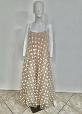 French Haute Couture Vint. Gown W White Porcelain Camellia Beads On Net 32 Chest
