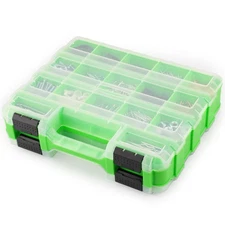 34-Compartment Small Parts Organizer, Double Sided, Removable Dividers, Tool Box