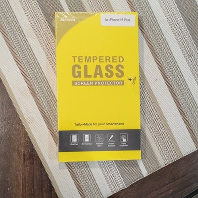 JETech Tempered Glass Screen Protector Ultra Clear 9H for iPhone 15 Plus Clear