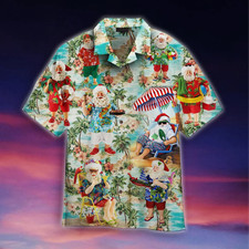 Amazing Santa Summer Vacation Christmas Design  Aloha Hawaiian Shirt