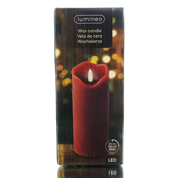 Lumineo LED Wachskerze Ox Blood Dunkelrot Ø 7 Cm HöHe 17 Cm Warmweiß Indoor-image