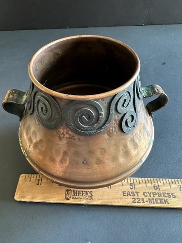 Vtg Solid Copper Bowl Pot Artisan Hand Made Brutalist 5” Decorative Arts &Crafts - Picture 4 of 23