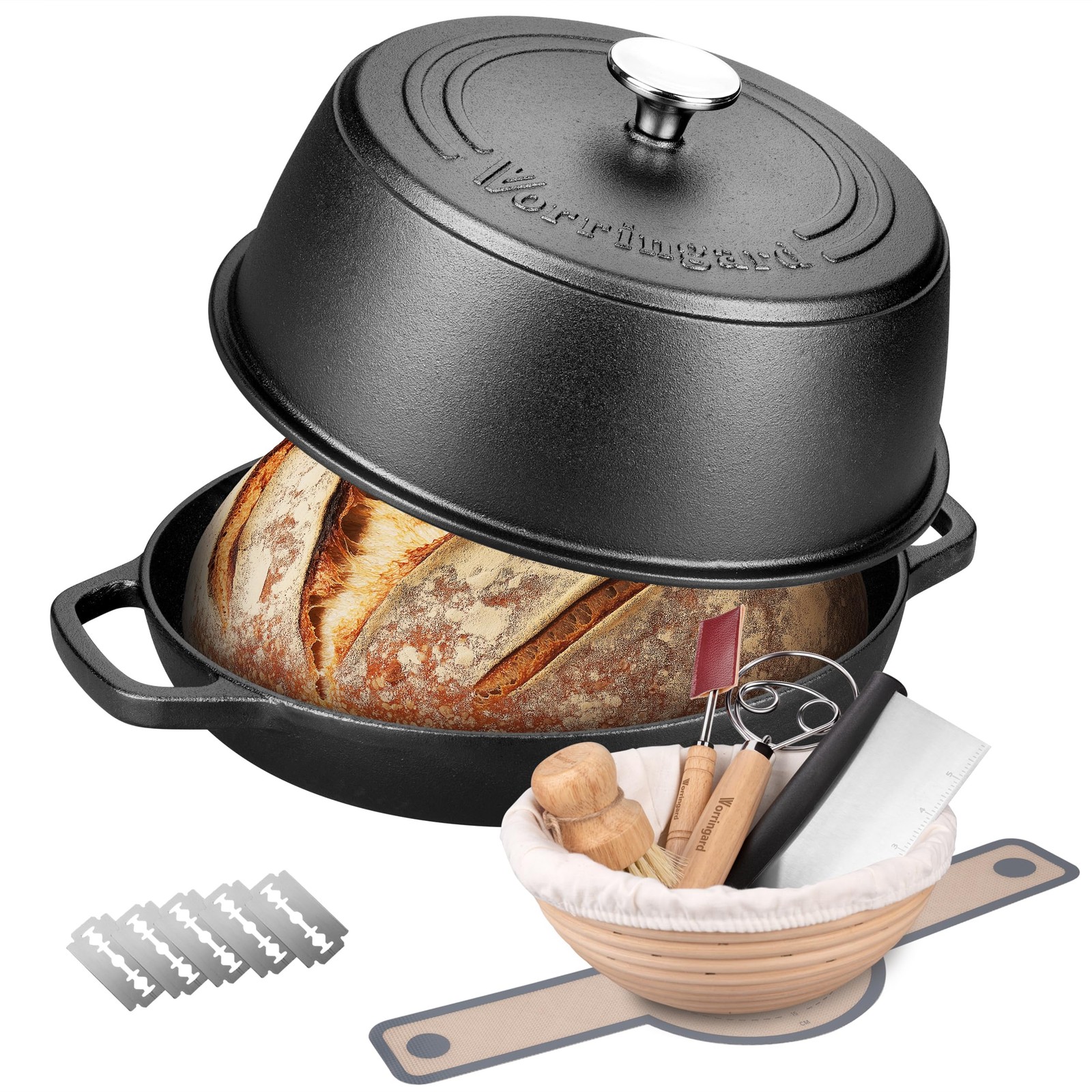 Cast Iron Dutch Oven Pot with Lid for Bread Baking - include Sourdough Bread ...