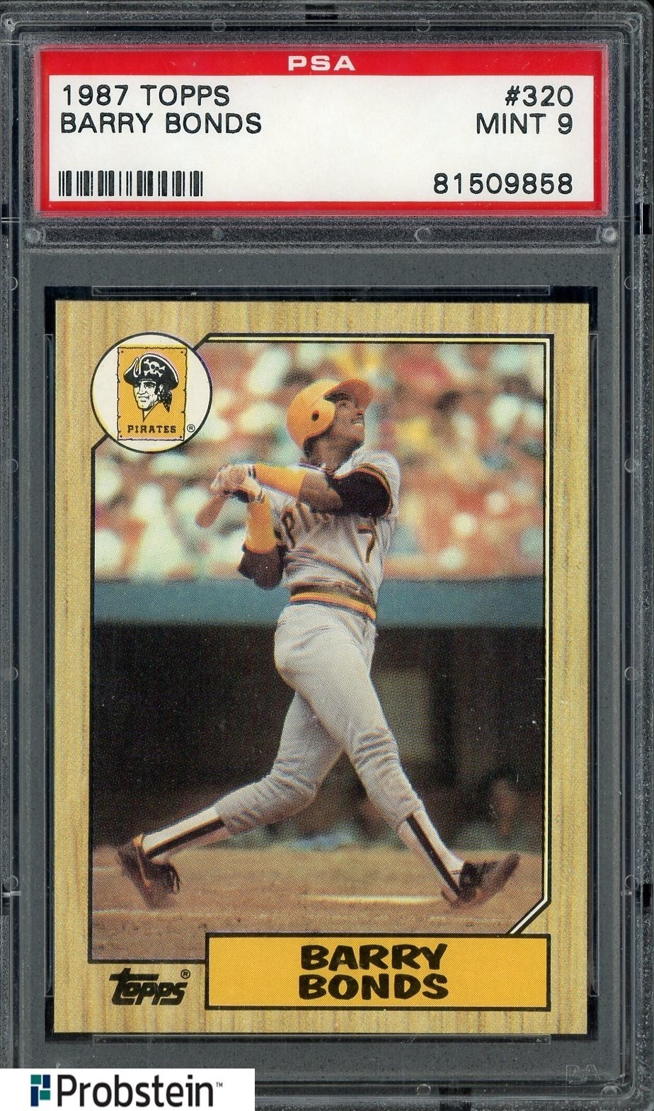 1987 Topps #320 Barry Bonds Pittsburgh Pirates RC Rookie PSA 9 MINT view 1