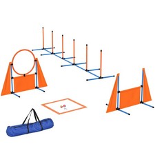 PawHut 6-Piece Dog Agility Equipment, Obstacle Training Course Kit, Orange