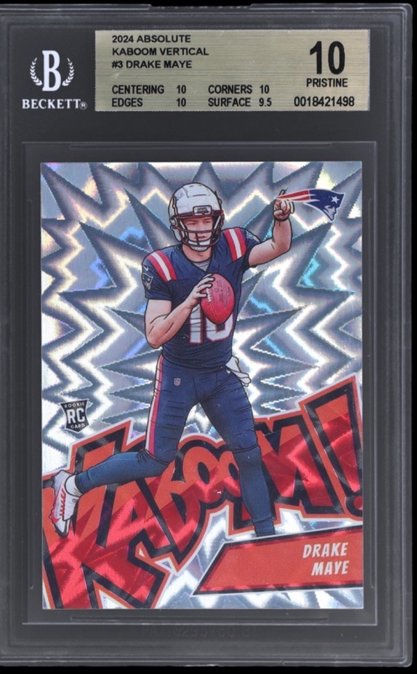 2024 Absolute Kaboom Vertical RC Drake Maye ROOKIE #3 BGS 10 PRISTINE POP 2