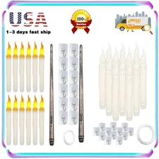 Floating Candles w/ Wand, Magic Hanging Candles Flickering Warm Light Flameless