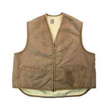 Carhartt Vintage 1970s Brown Canvas Sherpa Lined Hunting Vest Jacket Men XXL 2XL