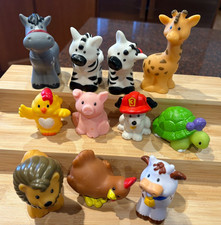 Lot 11 Fisher Price Little People Animals Turtle Dalmatian Zebras Gray Horse