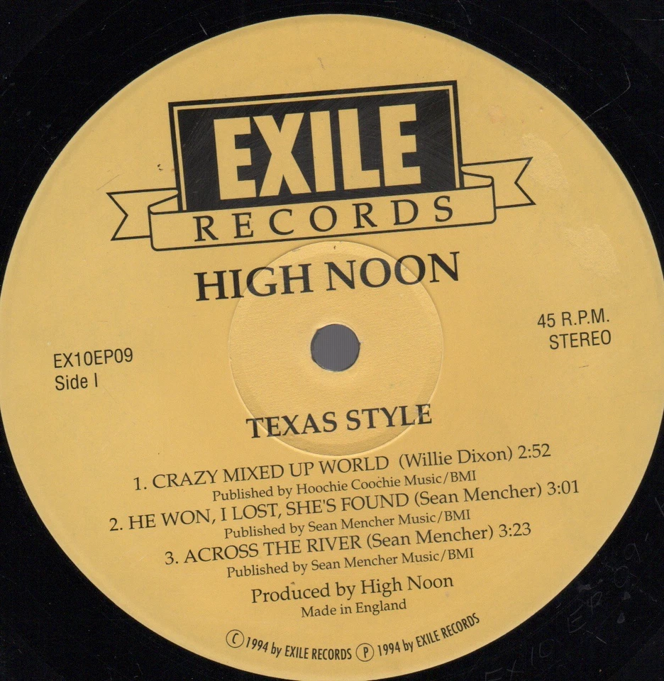 Orig HIGH NOON Texas Style 10'' Exile Records Country Rockabilly - Image 3 of 3