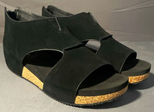 Volatile Women's Black Open Toe Wedge Sandals Zip Back US 8