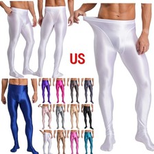 US Mens Glossy High Waist Pantyhose Stretchy Elastic Waistband Stockings Tights