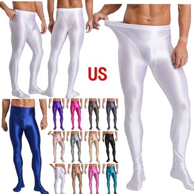 US Mens Glossy High Waist Pantyhose Stretchy Elastic Waistband Stockings Tights