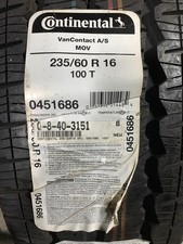 1 New 235 60 16 Continental Van Contact As All Season Tire