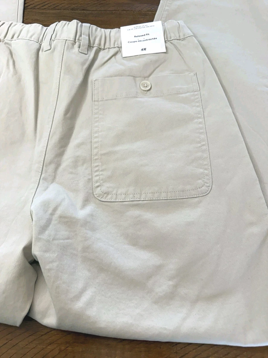 H&M Relaxed Fit sarga de algodón beige claro talla XS para hombre