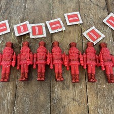 Red Christmas Nutcracker Ornaments Lot Of 7