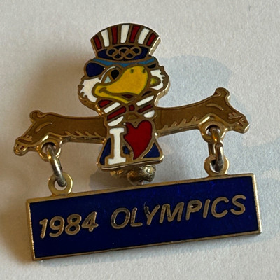 Vintage 1984 Olympische Spiele Maskottchen SAM The Eagle Badge Los Angeles LA 1984